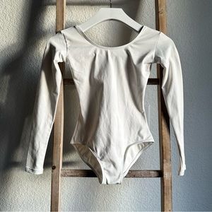Elowel White Long Sleeve Leotard girls sz: 6-8